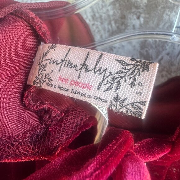 Free People Intimately Long Sleeve Semi-Sheer Velvet/Mesh Burnout Mini Dress S - Picture 3 of 8